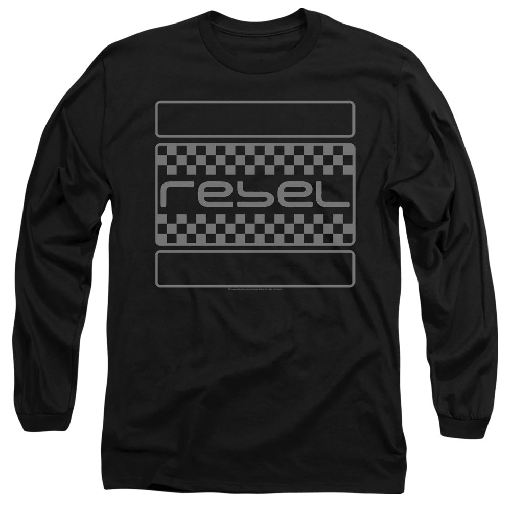 Honda Rebel Checkers Grey Mens Long Sleeve Shirt Black