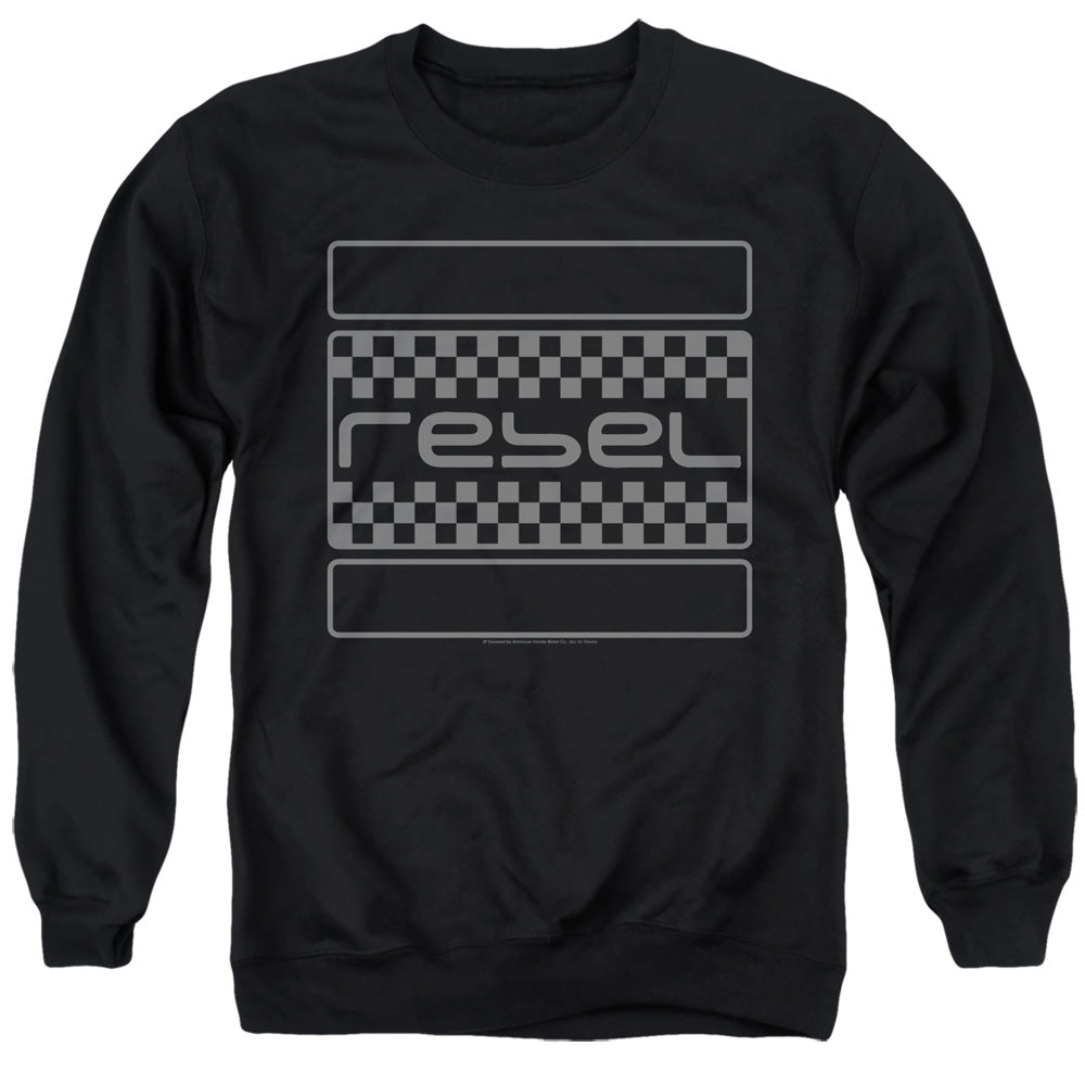 Honda Rebel Checkers Grey Mens Crewneck Sweatshirt Black