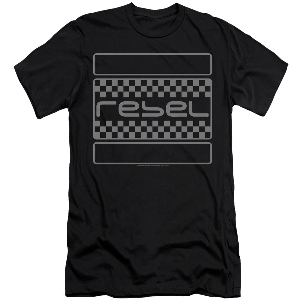 Honda Rebel Checkers Grey Hbo Premium Bella Canvas Slim Fit Mens T Shirt Black