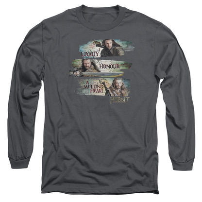 The Hobbit Loyalty And Honour Mens Long Sleeve Shirt Charcoal Officially Licensed