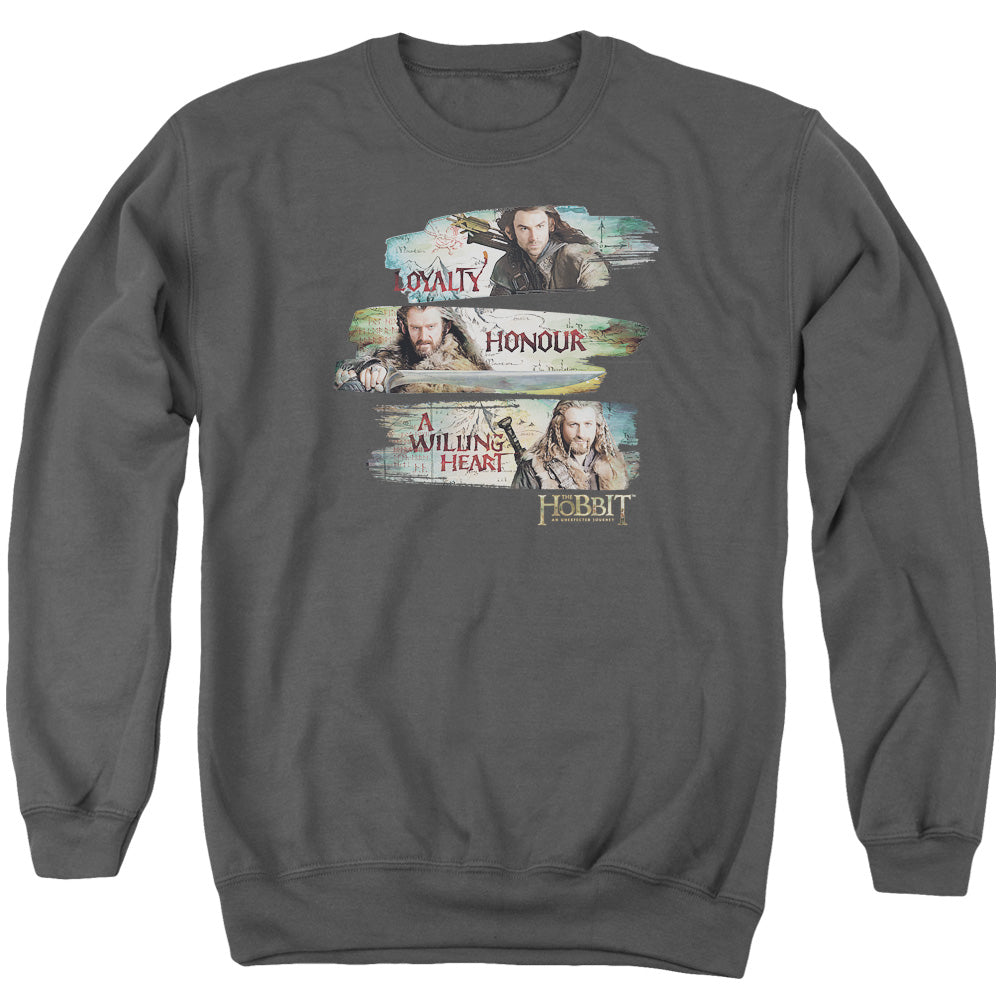 The Hobbit Loyalty And Honour Mens Crewneck Sweatshirt Charcoal