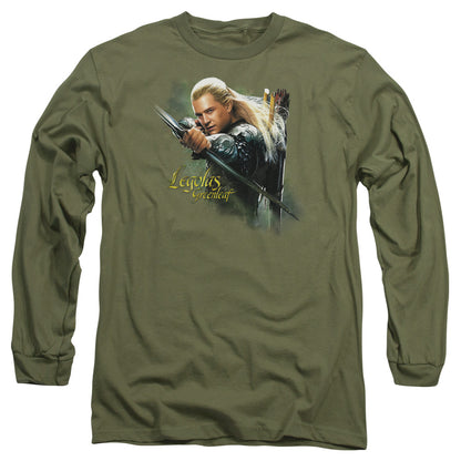 Hobbit Legolas Greenleaf Mens Long Sleeve Shirt Military Green Officially Licensed