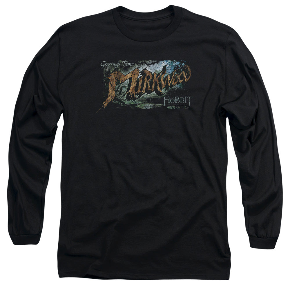 Hobbit Greetings From Mirkwood Mens Long Sleeve Shirt Black Officially Licensed