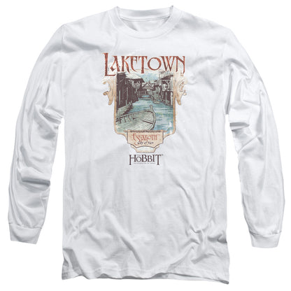 Hobbitlaketown Mens Long Sleeve Shirt White Officially Licensed