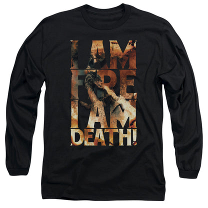 Hobbit I Am Fire Mens Long Sleeve Shirt Black Officially Licensed