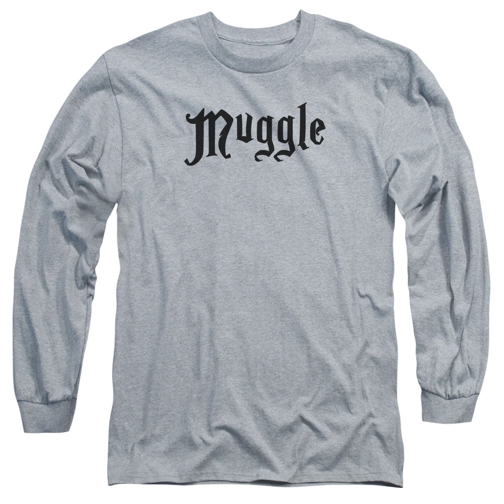 Harry Potter Muggle Mens Long Sleeve Shirt Athletic Heather Officially Licensed Officially Licensed