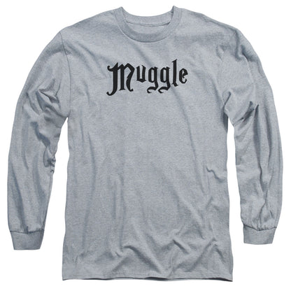 Harry Potter Muggle Mens Long Sleeve Shirt Athletic Heather Officially Licensed Officially Licensed
