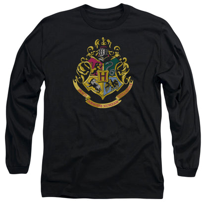 Harry Potter Hogwarts Crest Mens Long Sleeve Shirt Black Officially Licensed Officially Licensed