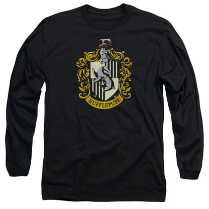 Harry Potter Hufflepuff Crest Mens Long Sleeve Shirt Black Officially Licensed Officially Licensed
