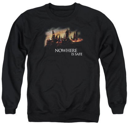 Harry Potter Burning Hogwarts Mens Crewneck Sweatshirt Black Officially Licensed