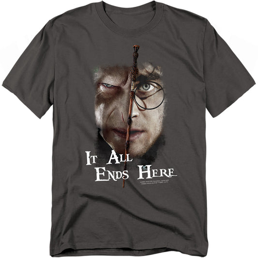 Harry Potter It All Ends Here Mens T Shirt Charcoal