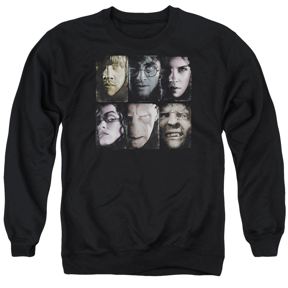 Harry Potter Horizontal Heads Mens Crewneck Sweatshirt Black Officially Licensed