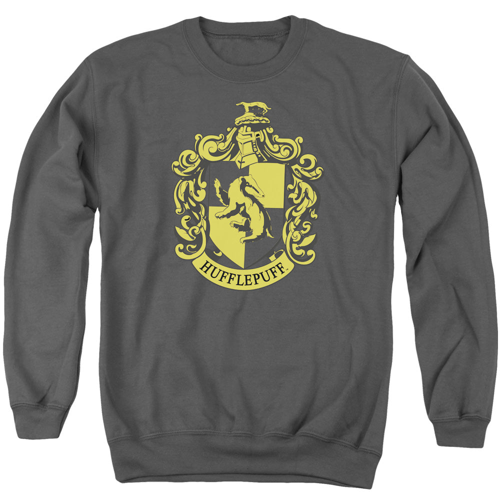 Harry Potter Hufflepuff Crest Mens Crewneck Sweatshirt Charcoal Officially Licensed