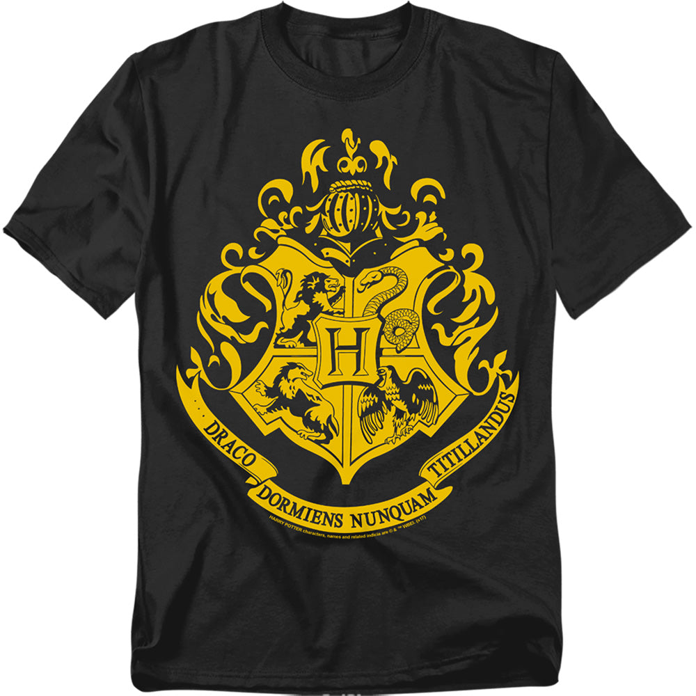 Harry Potter Hogwarts Crest Mens T Shirt Black