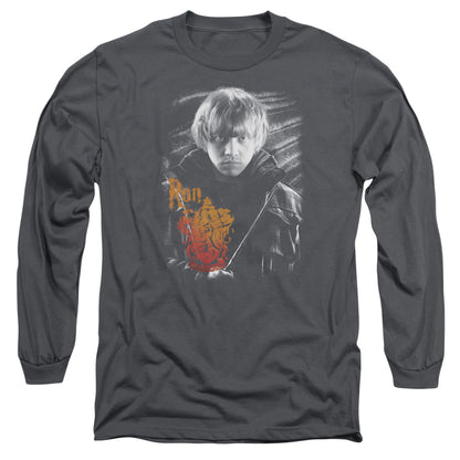 Harry Potter Ron Portrait Mens Long Sleeve Shirt Charcoal Officially Licensed Officially Licensed