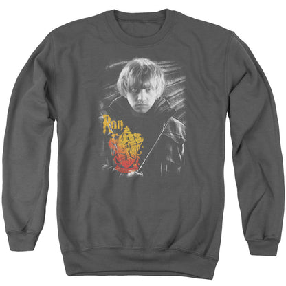 Harry Potter Ron Portrait Mens Crewneck Sweatshirt Charcoal Officially Licensed