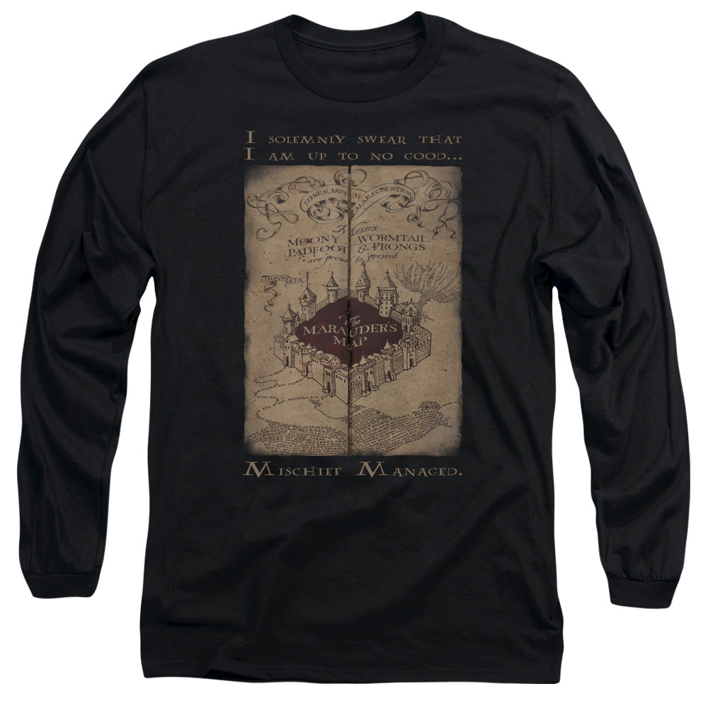 Harry Potter Marauders Map Words Mens Long Sleeve Shirt Black Officially Licensed Officially Licensed