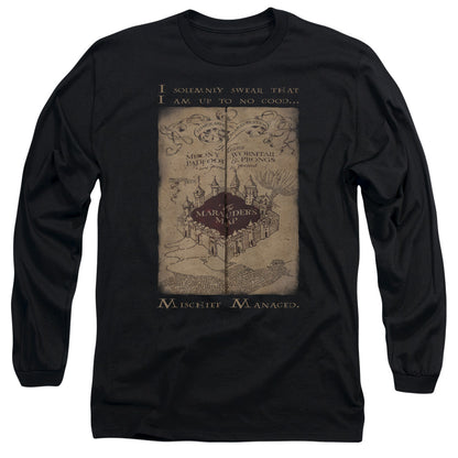 Harry Potter Marauders Map Words Mens Long Sleeve Shirt Black Officially Licensed Officially Licensed