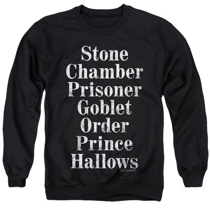 Harry Potter Titles Mens Crewneck Sweatshirt Black Officially Licensed
