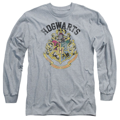 Harry Potter Hogwarts Crest Mens Long Sleeve Shirt Athletic Heather Officially Licensed Officially Licensed