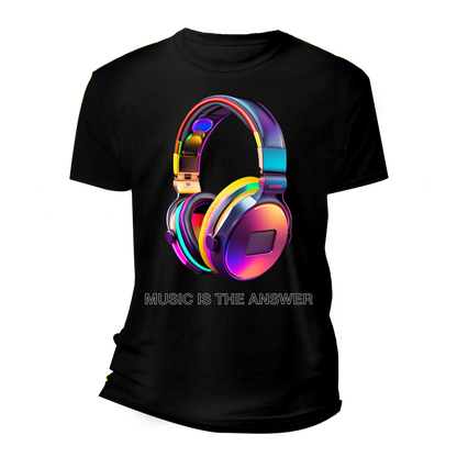 Music is the Answer Colorful Headphones T-Shirts | Grooveman Music