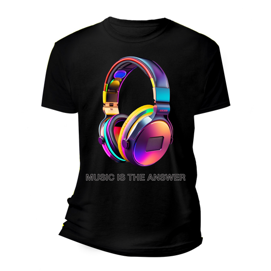 Music is the Answer Colorful Headphones T-Shirts | Grooveman Music