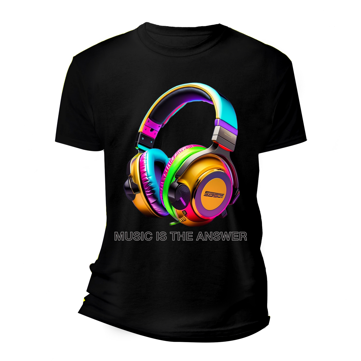 Music is the Answer Colorful Headphones Option 2 T-Shirts | Grooveman Music