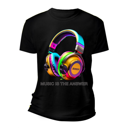 Music is the Answer Colorful Headphones Option 2 T-Shirts | Grooveman Music