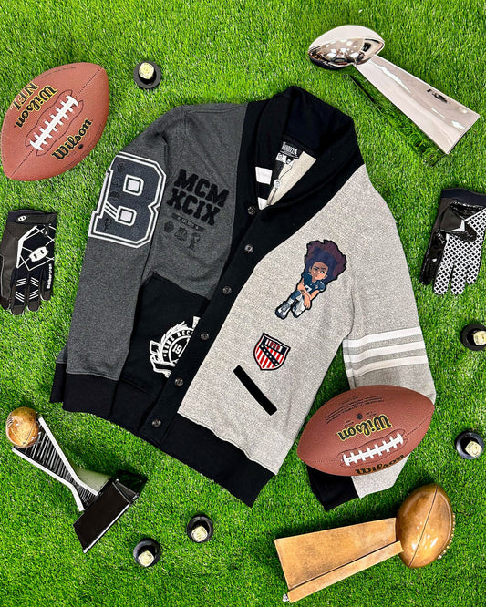 The Boondocks Huey Football Knit Black Cardigan