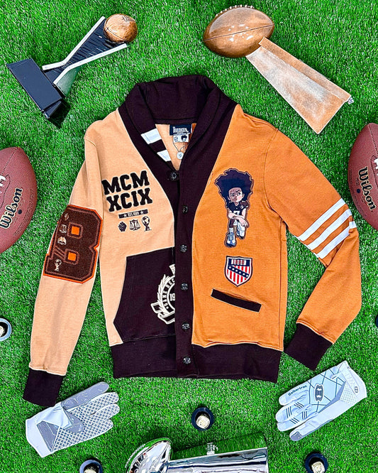 The Boondocks Huey Football Knit Chocolate Cardigan