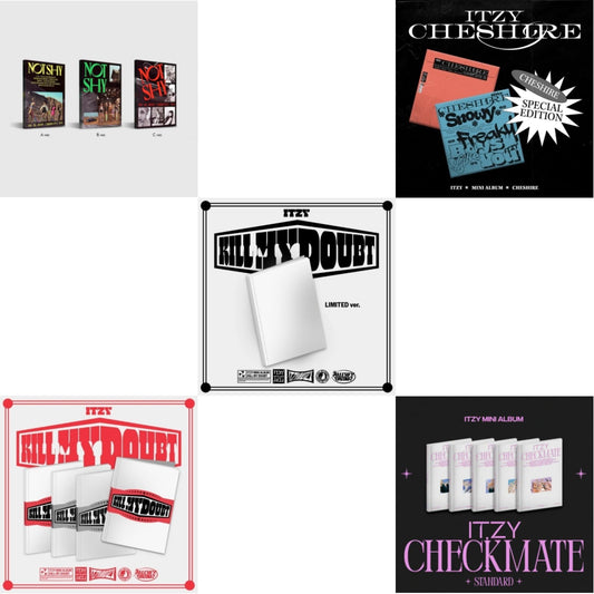 Itzy - Not Shy & Kill My Doubt (Standard) & Kill My Doubt (Limited Edition) & Cheshire Special Edition (Special Edition) & Checkmate (Standard Edition) - CD Bundle