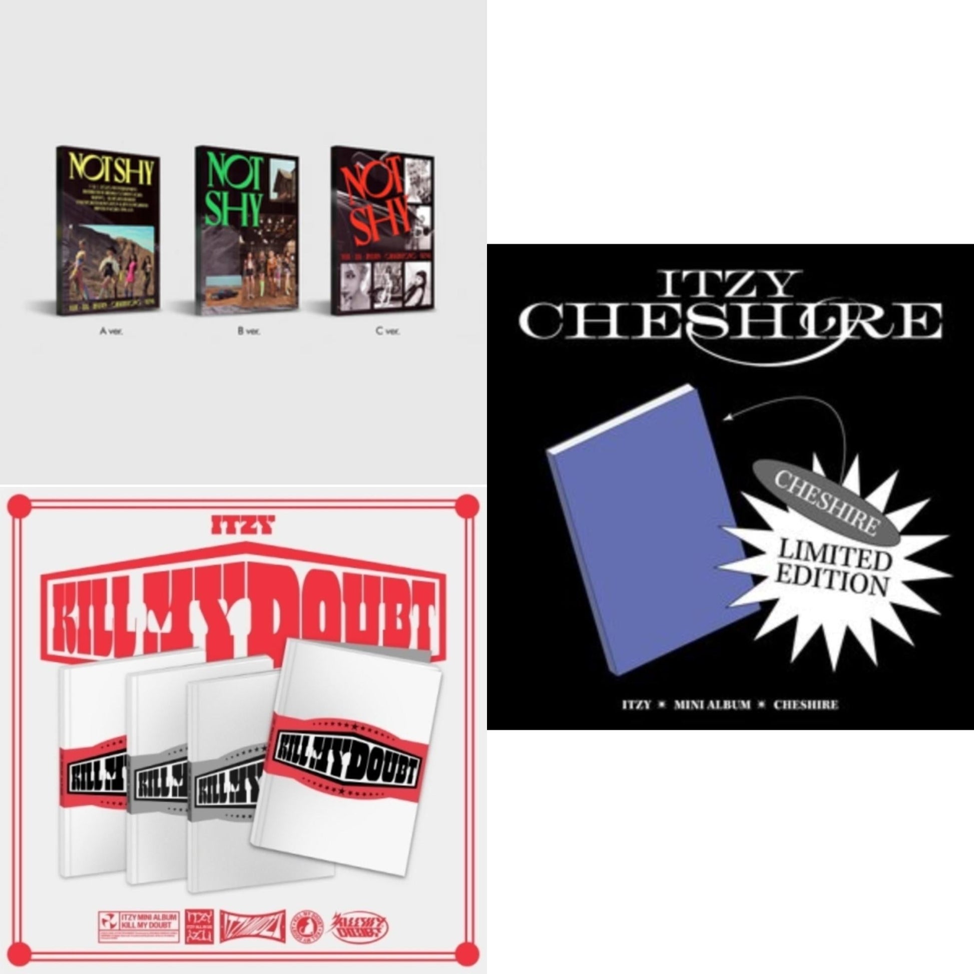 Itzy - Not Shy & Kill My Doubt (Standard) & Cheshire (Limited Edition) - CD Bundle