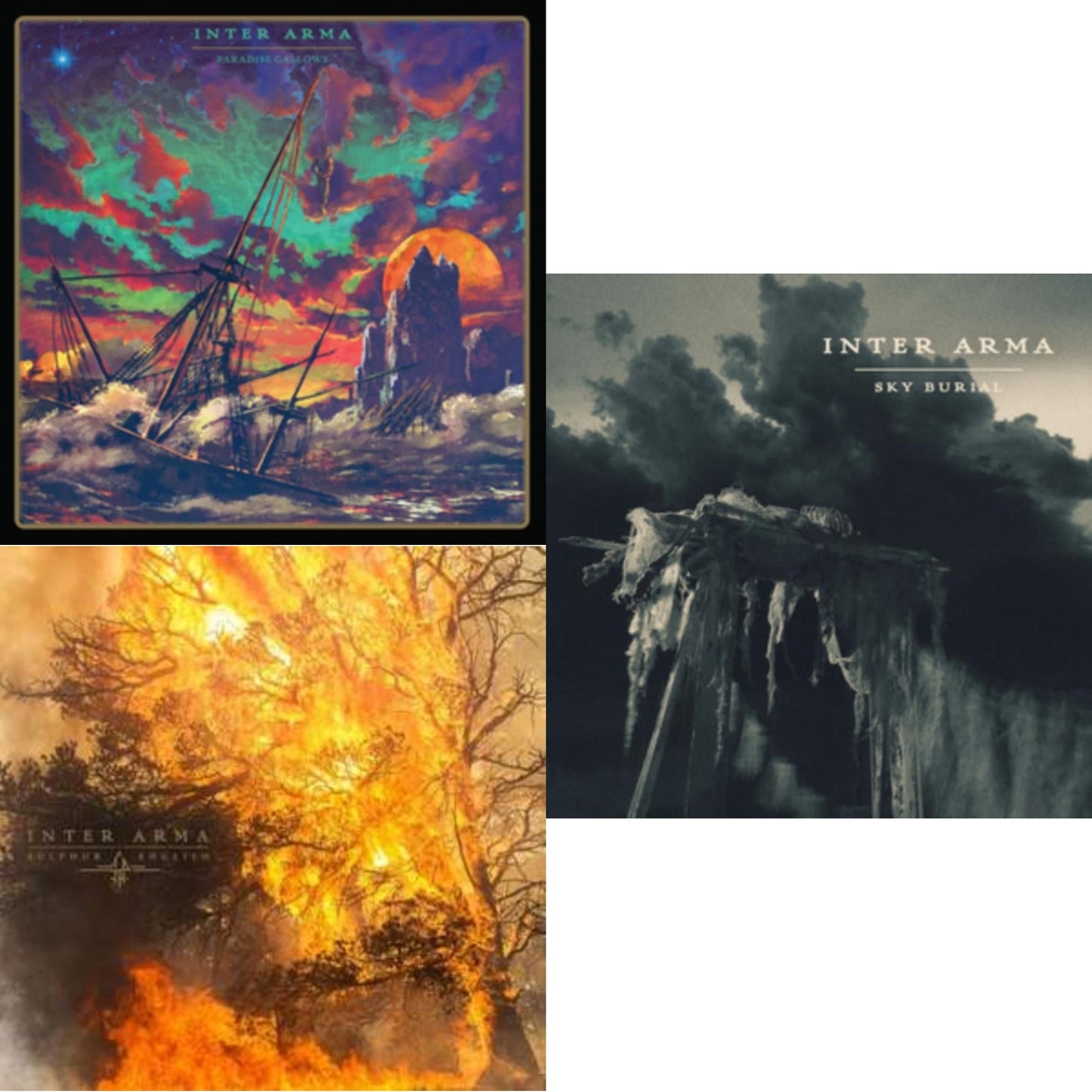 Inter Arma - Paradise Gallows (Mint Green & Grimace Purple Galaxy Merge Vinyl/2LP) & Sulphur English (Gold Nugget Vinyl/2LP) & Sky Burial (Coke Bottle Green With Aqua Blue, Bone White & Silver Splatter LP Vinyl)