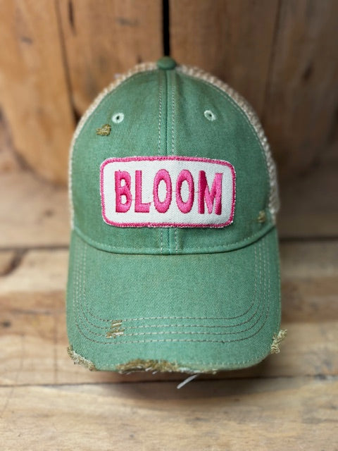 Bloom Distressed Mesh Snapback Baseball Cap