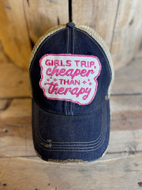 Girls Trip Distressed Mesh Snapback Baseball Cap