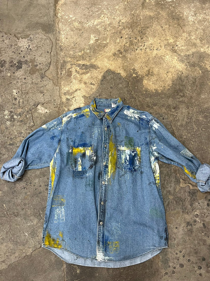 Artisan Hand-Painted Urban Chic Denim Shirt