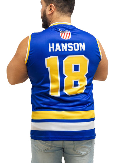 Slapshot Charlestown Chiefs Hanson #18 Blue Hockey Tank