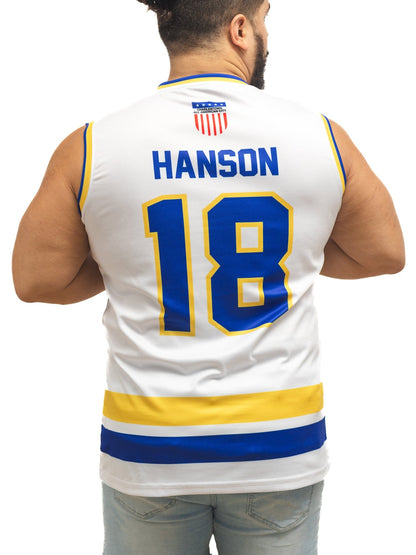 Slapshot Charlestown Chiefs Hanson #18 White Hockey Tank