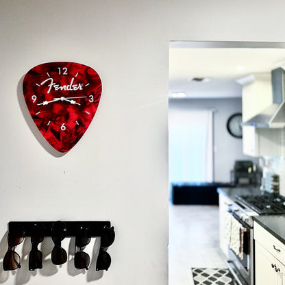 Fender Guitar Pick Wall Clock x Red