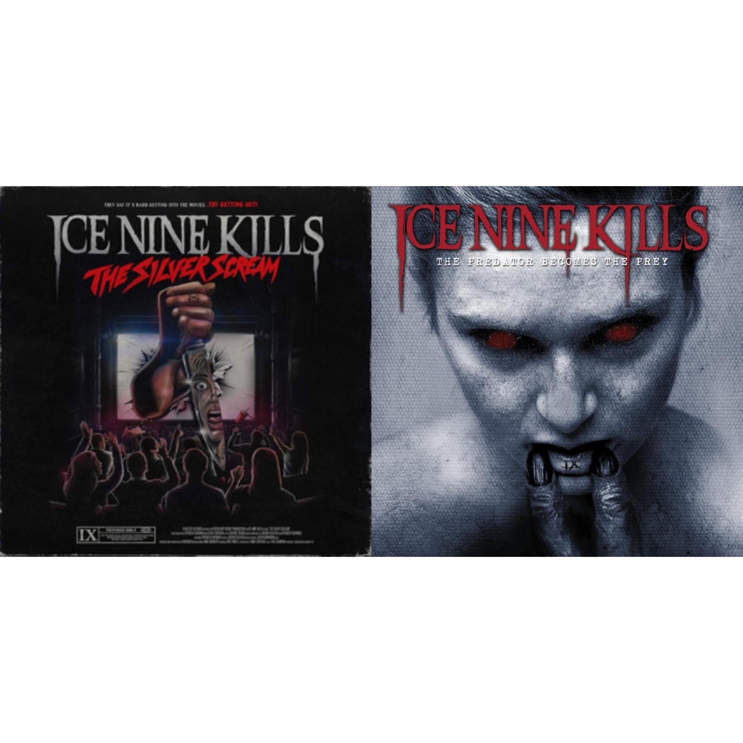 Ice Nine Kills - Silver Scream (Translucent Bloodshot) & Predator Becomes The Prey (Translucent Blue LP Vinyl)