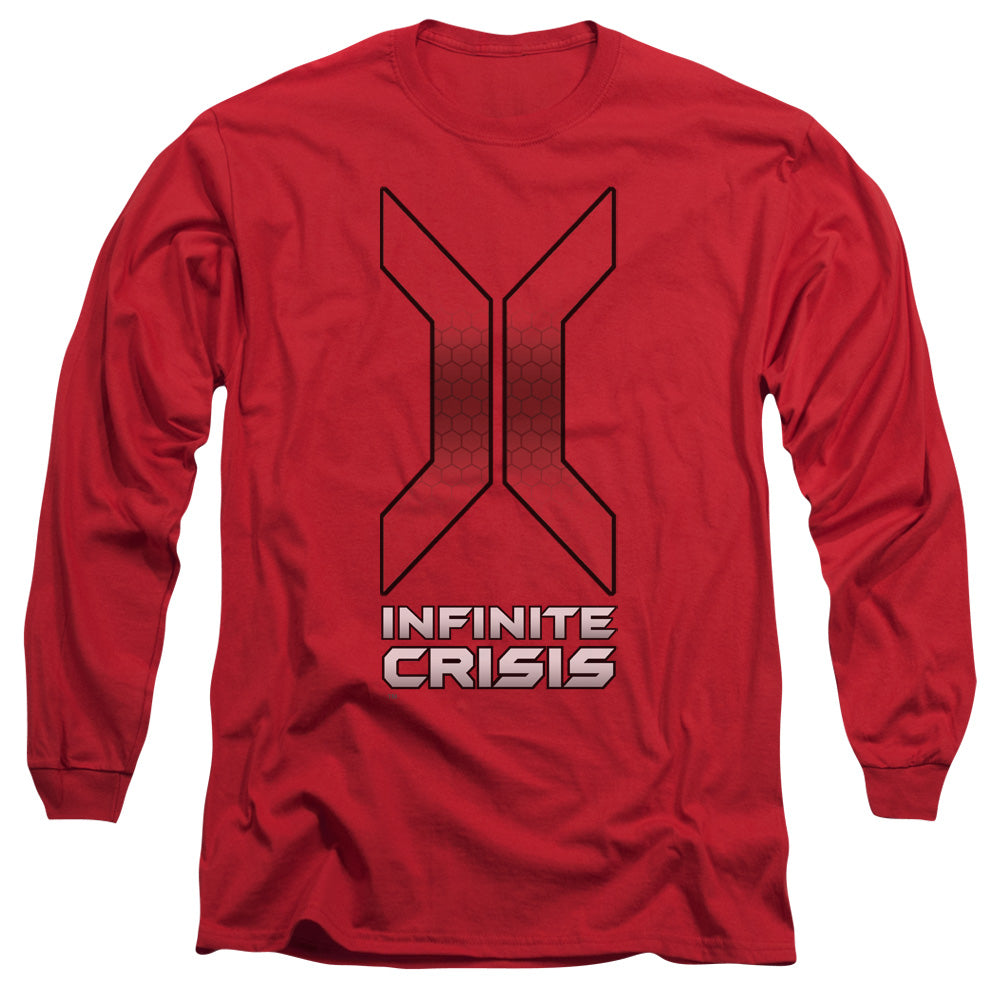 Infinite Crisis Title Mens Long Sleeve Shirt Red