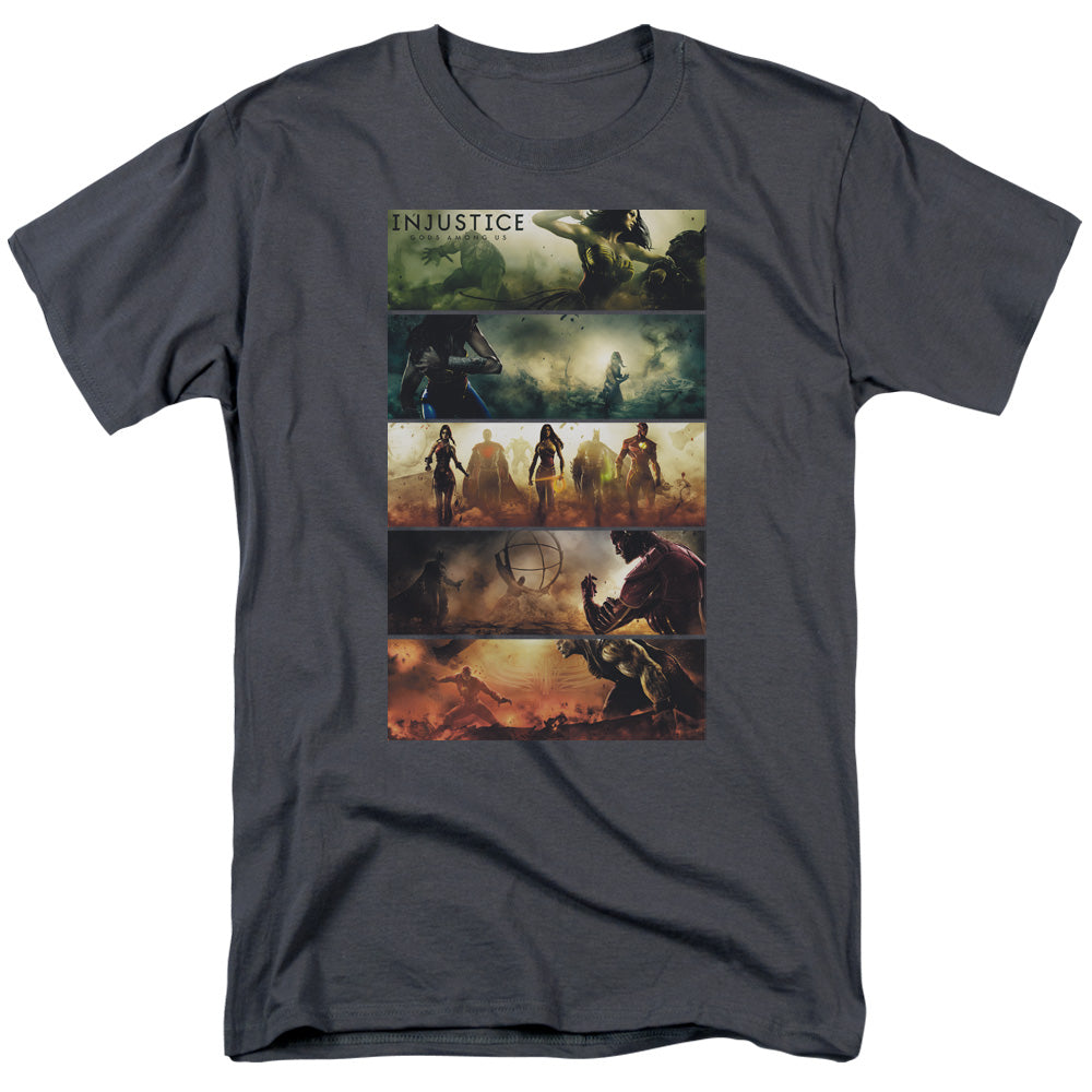 Injustice Gods Among Us Panels Mens T Shirt Charcoal