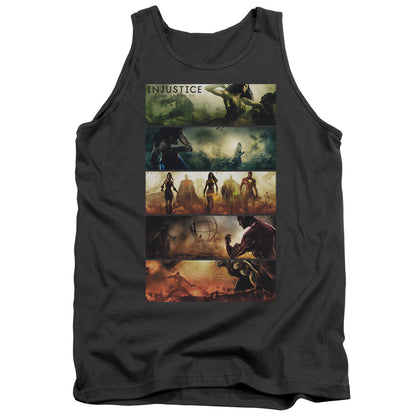 Injustice Gods Among Us Panels Mens Tank Top Shirt Charcoal