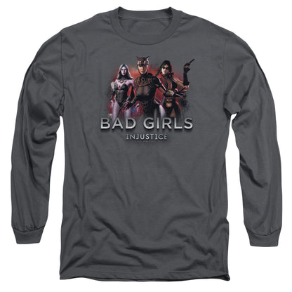 Injustice Gods Among Us Bad Girls Mens Long Sleeve Shirt Charcoal Officially Licensed