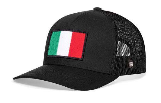 Italian Flag Trucker Hat  |  Black Italy Snapback Haka