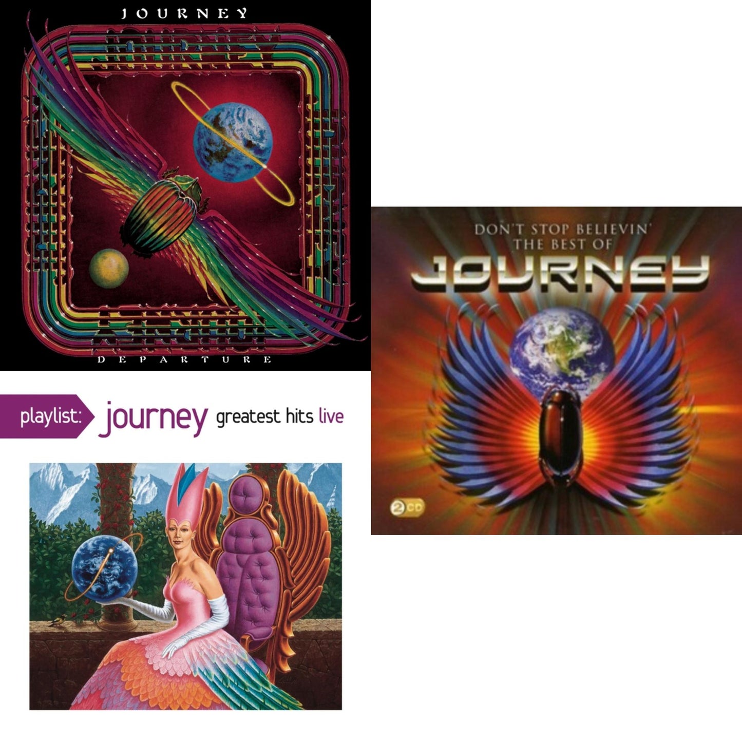 Journey - Departure & Dont Stop Believin: Best Of & Playlist: Journey Greatest Hits Live - CD Bundle