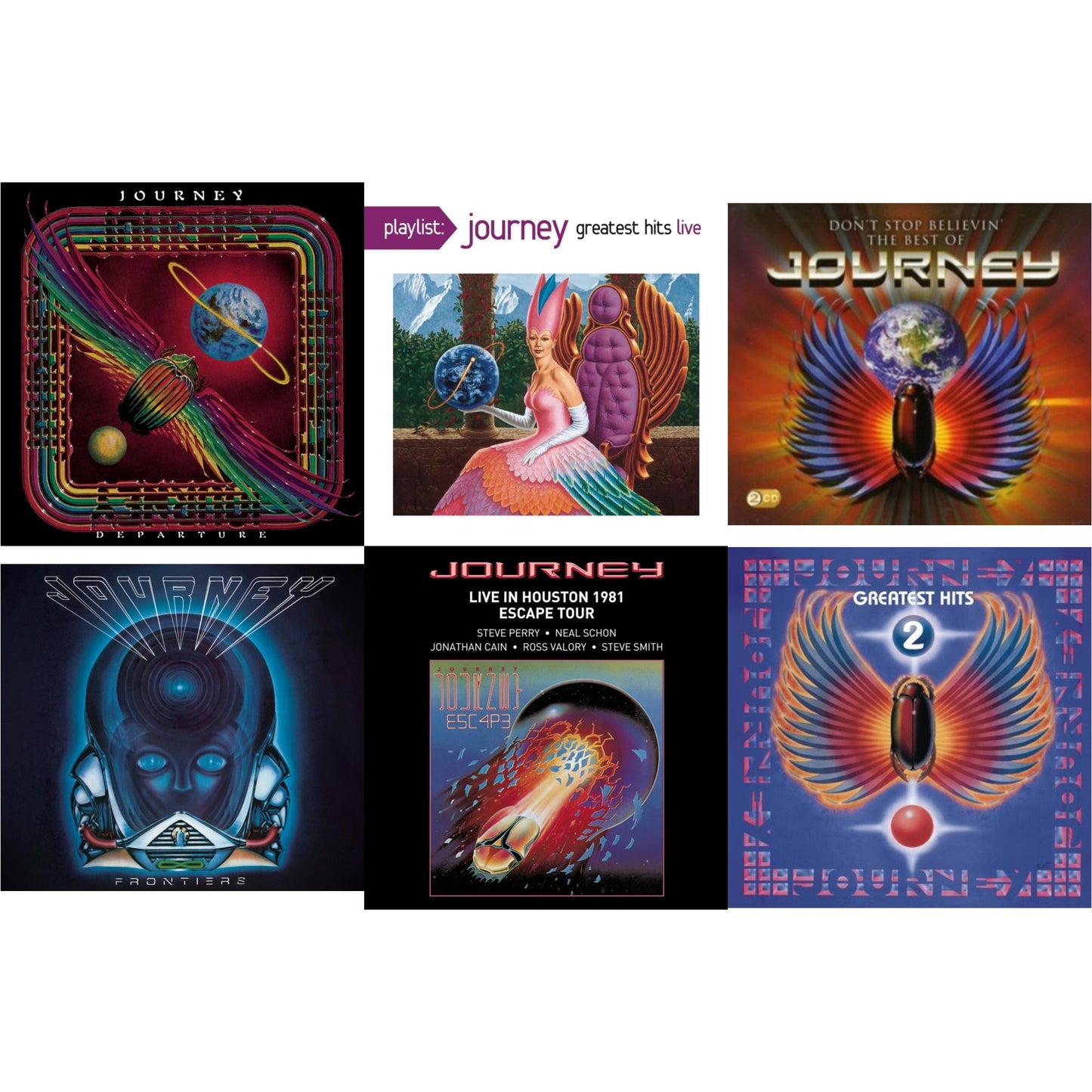 Journey - Departure & Dont Stop Believin: Best Of & Journey's Greatest Hits Vol.2 & Playlist: Journey Greatest Hits Live & Frontiers & Live In Houston 1981: The Escape Tour - CD Bundle