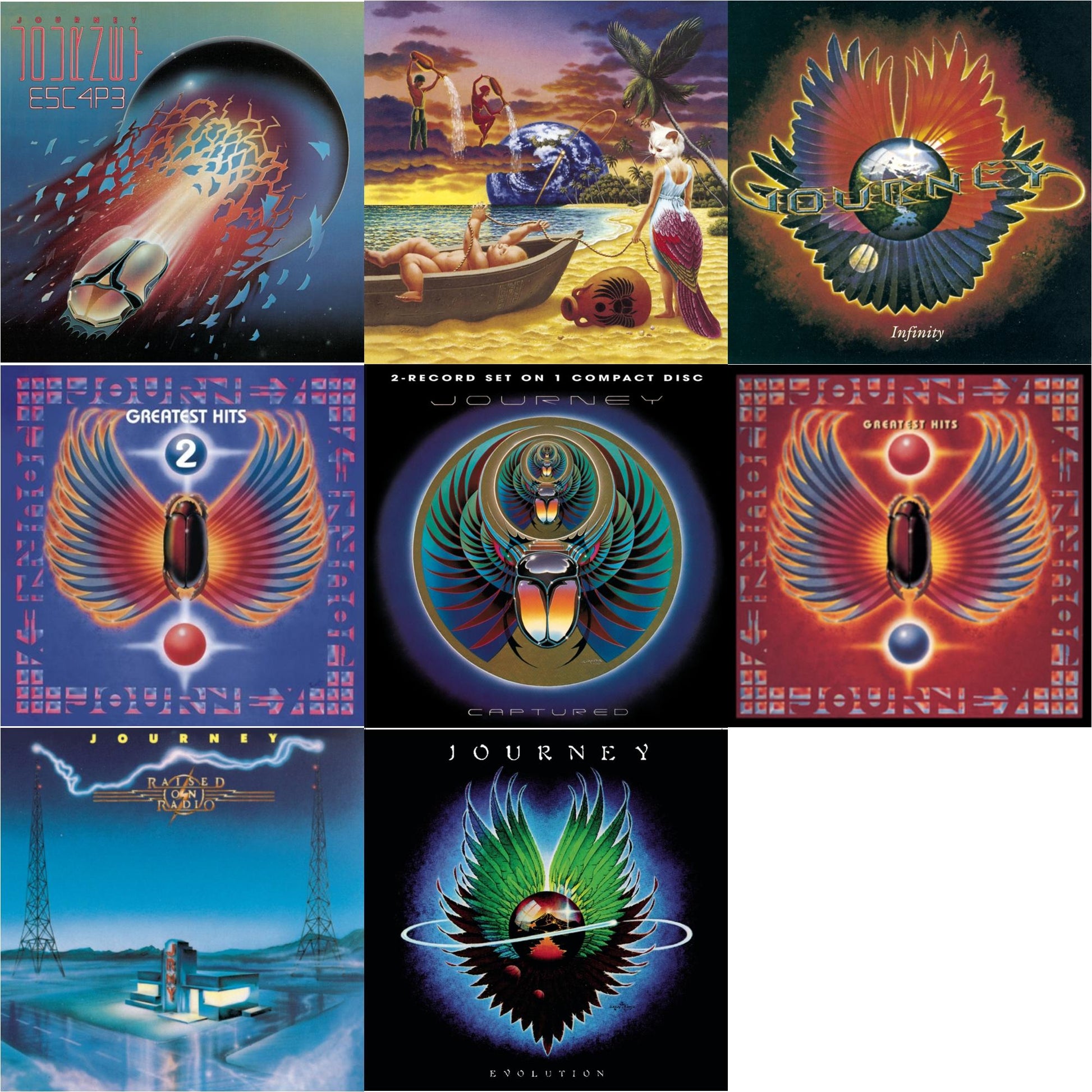 Journey - Greatest Hits & Trial By Fire & Raised On Radio & Journey's Greatest Hits Vol.2 & Captured & Infinity & Escape & Evolution - CD Bundle