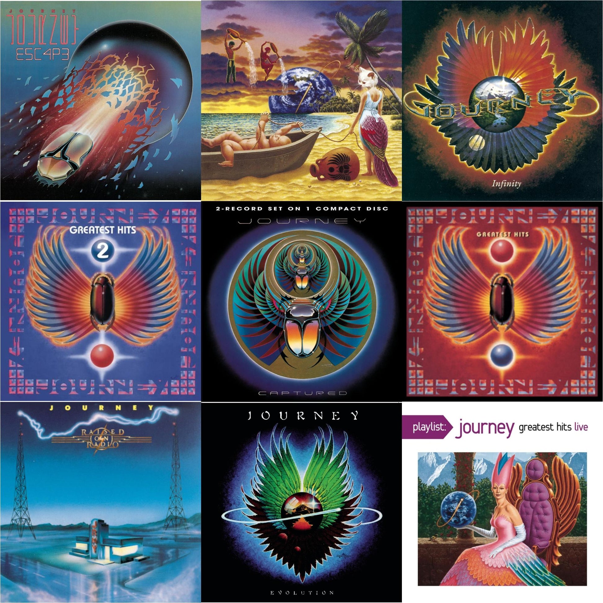 Journey - Greatest Hits & Trial By Fire & Raised On Radio & Journey's Greatest Hits Vol.2 & Captured & Infinity & Escape & Playlist: Journey Greatest Hits Live & Evolution - CD Bundle