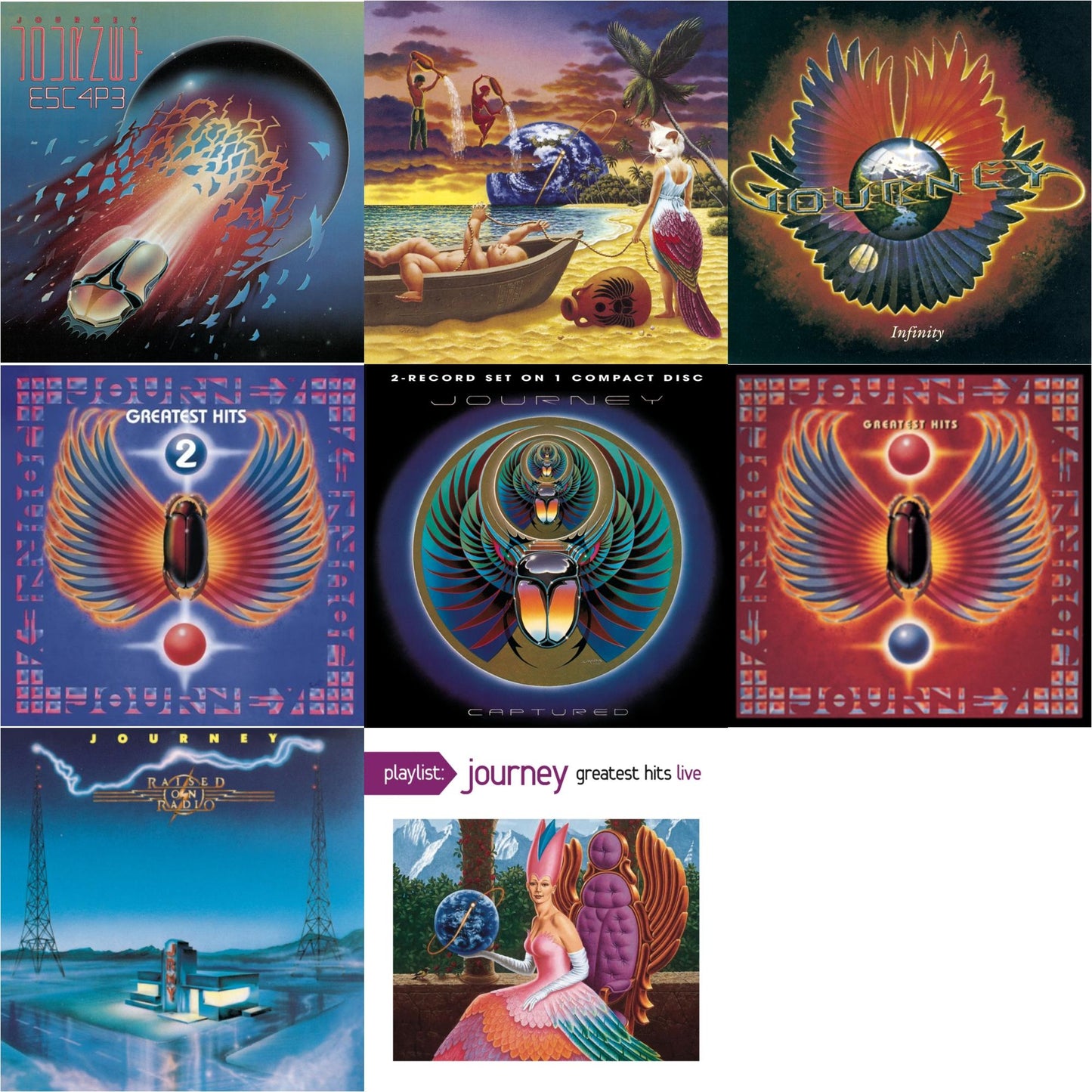 Journey - Greatest Hits & Trial By Fire & Raised On Radio & Journey's Greatest Hits Vol.2 & Captured & Infinity & Escape & Playlist: Journey Greatest Hits Live - CD Bundle